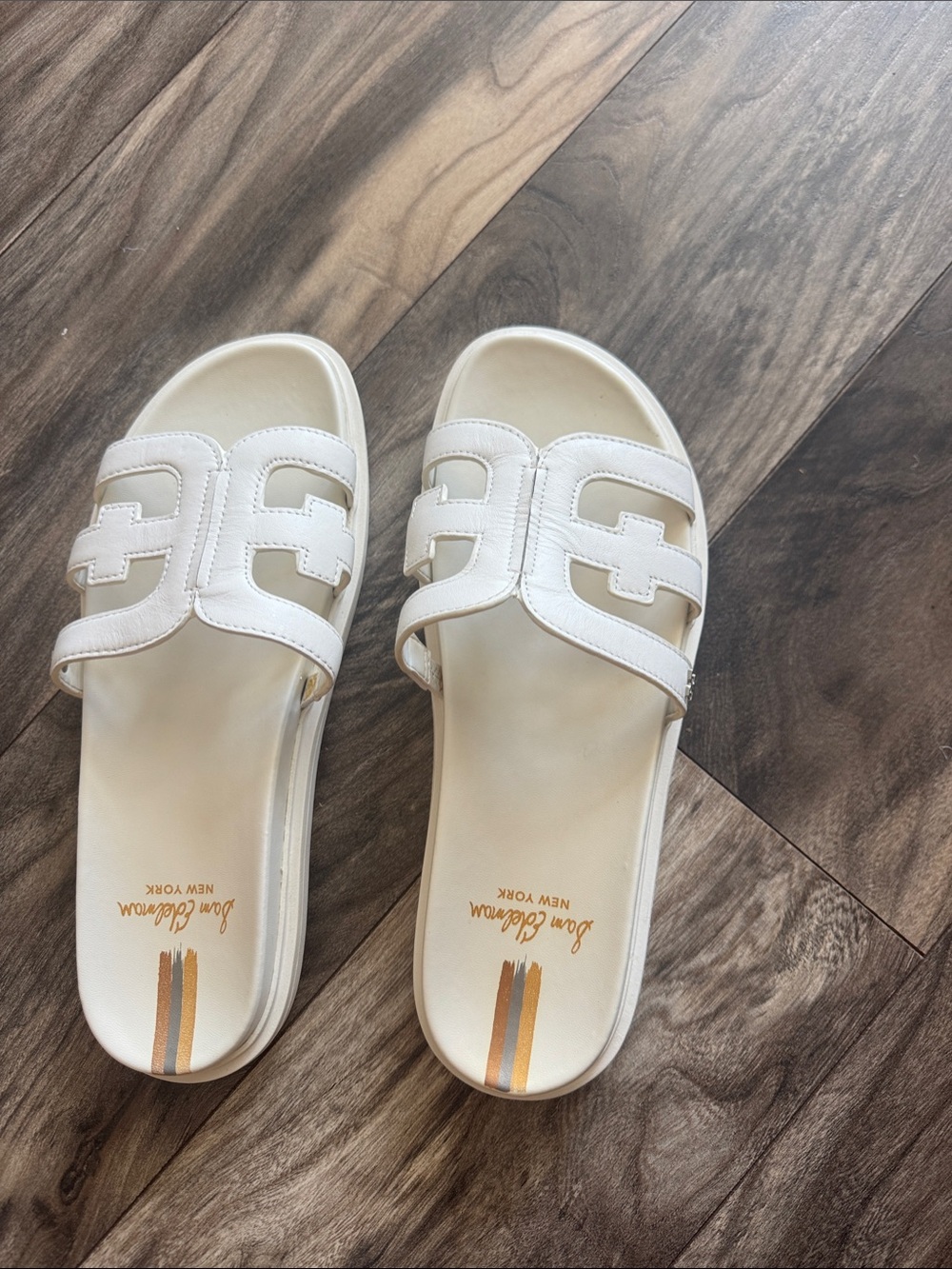Sam Edelman White Cutout Slide Sandals